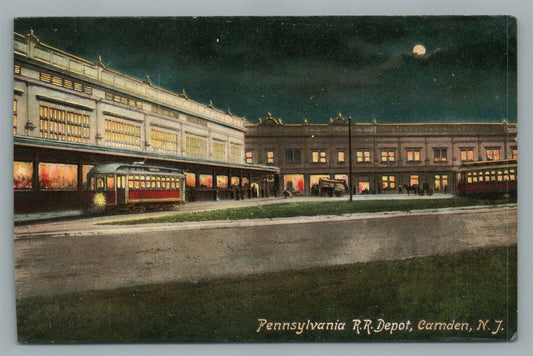 CAMDEN NJ PENNSYLVANIA DEPOT RAILROAD RAILWAY TRAIN STATION ANTIQUE POSTCARD