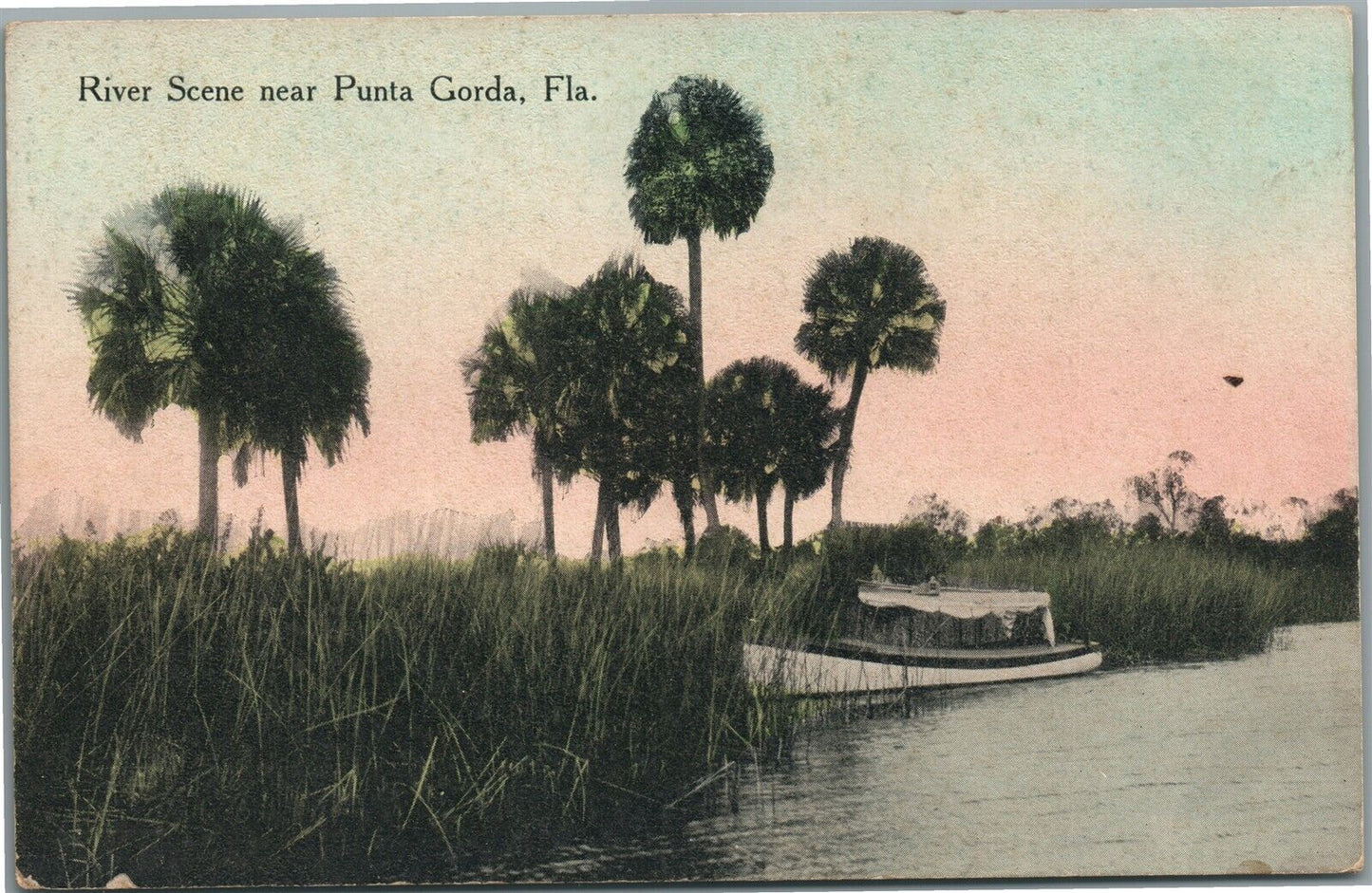 PUNTA GORDA FL RIVER SCENE ANTIQUE POSTCARD