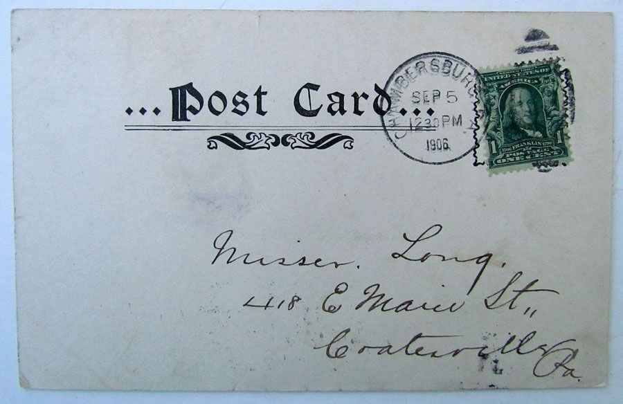 VINTAGE 1906 UNDIVIDED POSTCARD PUBLIC SQUARE CHAMBERSBURG PA