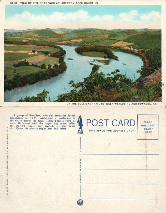SULLIVAN TRAIL BETWEEN WYALUSING & TOWANDA VINTAGE POSTCARD