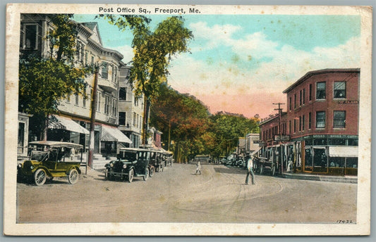 FREEPORT ME POST OFFICE SQUARE ANTIQUE POSTCARD