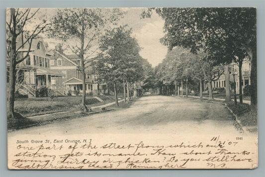 EAST ORANGE NJ SOUTH GROVE STREET ANTIQUE POSTCARD