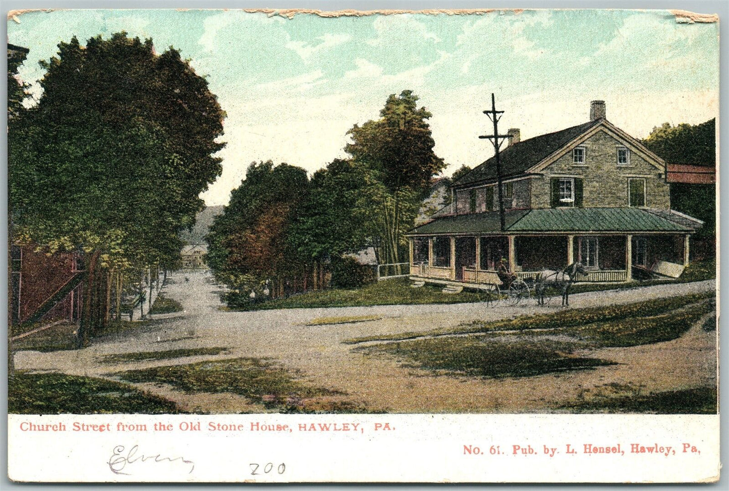 HAWLEY PA CHURCH STREET UNDIVIDED ANTIQUE POSTCARD