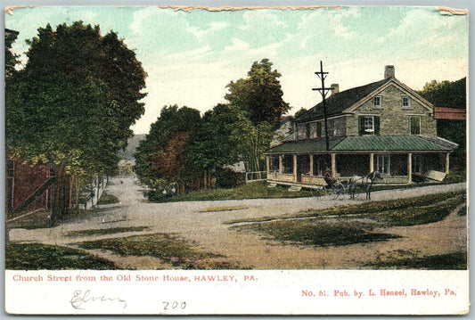 HAWLEY PA CHURCH STREET UNDIVIDED ANTIQUE POSTCARD