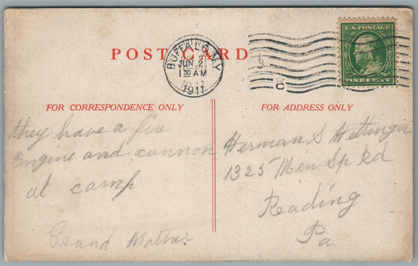 WOODMEN'S CAMP HEADQUARTERS WWI ERA ANTIQUE POSTCARD