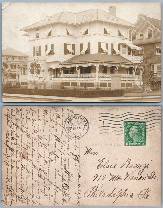 ATLANTIC CITY N.I. MANSION ANTIQUE REAL PHOTO POSTCARD RPPC