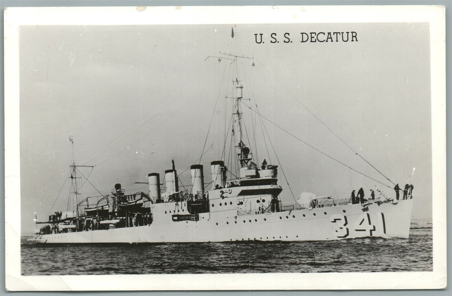 MILITARY SHIP U.S.S. DECATUR VINTAGE REAL PHOTO POSTCARD RPPC