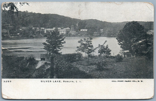 ROSLYN LONG ISLAND NY SILVER LAKE UNDIVIDED ANTIQUE POSTCARD