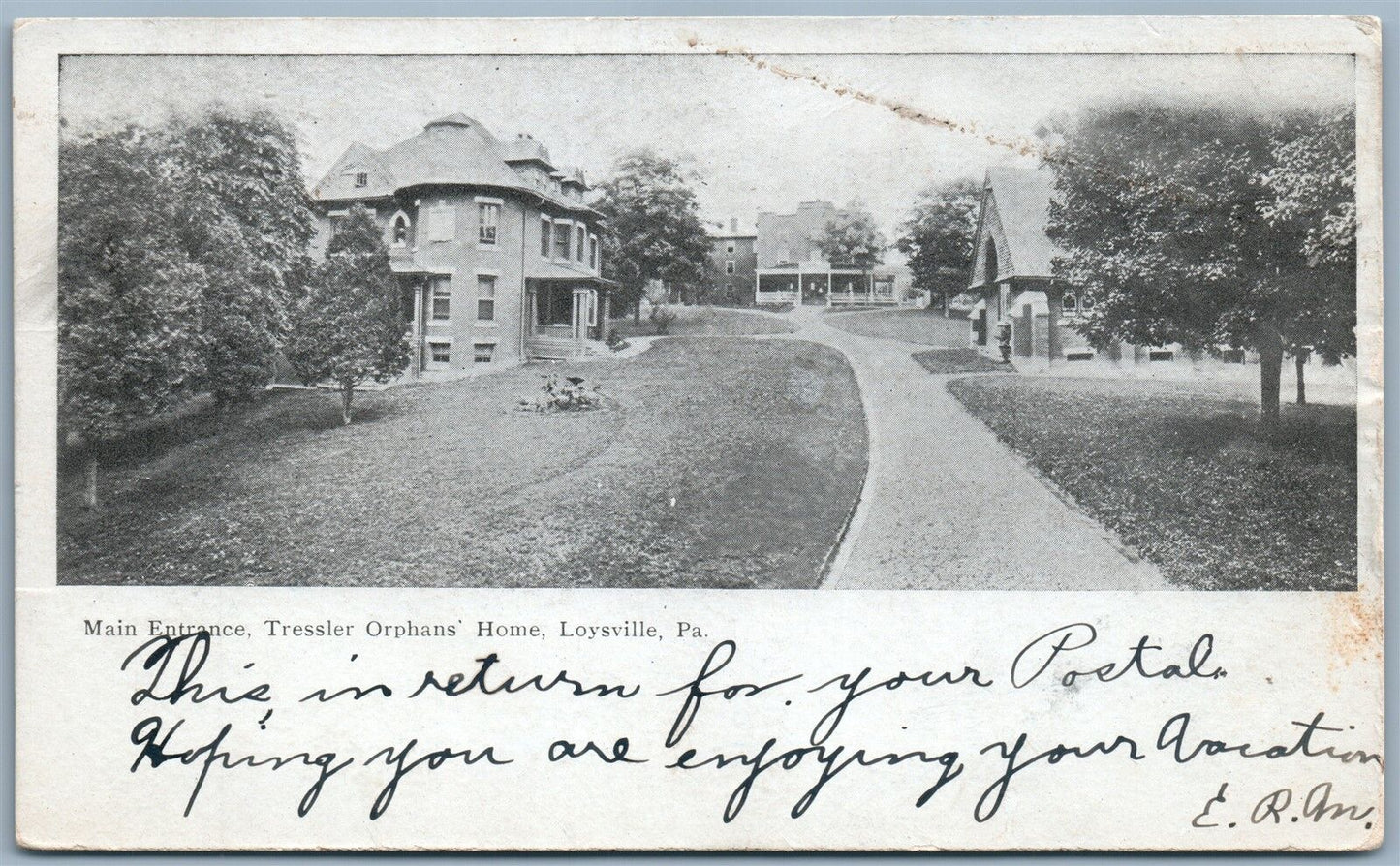 LOYSVILLE PA TRESSLER ORPHANS' HOME 1906 UNDIVIDED ANTIQUE POSTCARD