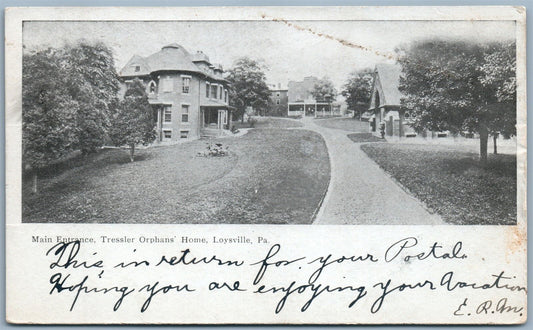 LOYSVILLE PA TRESSLER ORPHANS' HOME 1906 UNDIVIDED ANTIQUE POSTCARD