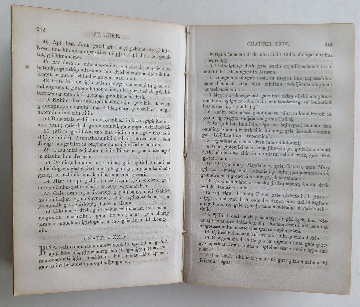 1856 BIBLE in LANGUAGE of OJIBWA INDIANS NEW TESTAMENT antique AMERICANA RARE !