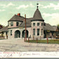 SOMERVILLE NJ RAILROAD STATION 1909 ANTIQUE POSTCARD railway depot CORK STAMP