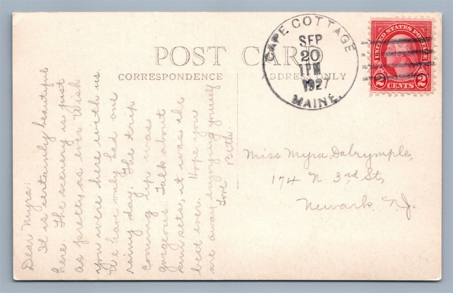 CAPE ELIZABETH ME PORTLAND HEAD LIGHTHOUSE 1927 VINTAGE REAL PHOTO POSTCARD RPPC