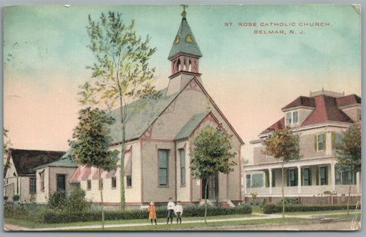 BELMAR NJ ST. ROSE CATHOLIC CHURCH ANTIQUE POSTCARD