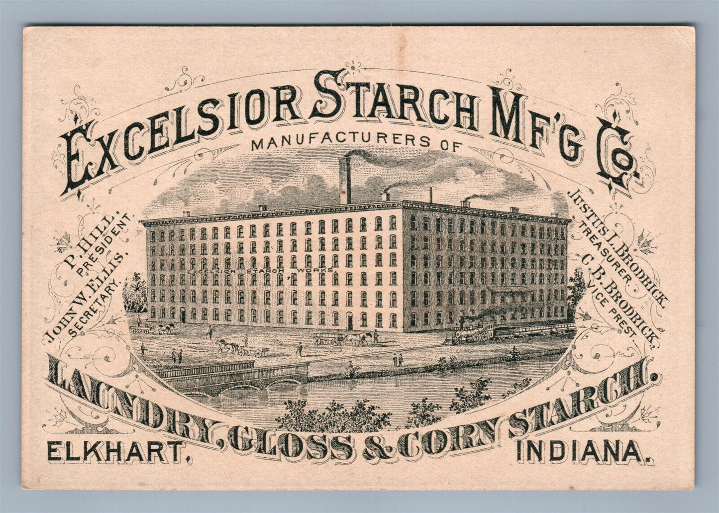 VICTORIAN TRADE CARD EXCELSIOR STARCH ELKHART INDIANA antique