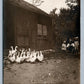 FARM SCENE w/ GEESE ANTIQUE REAL PHOTO POSTCARD RPPC