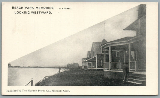 BEACH PARK MEMORIES CT ANTIQUE POSTCARD