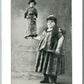 HEAVIEST & SMALLEST GIRLS ANTIQUE POSTCARD