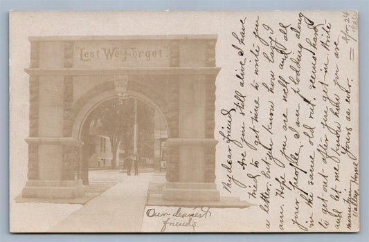 GOUVERNEUER NY ANTIQUE 1906 REAL PHOTO POSTCARD RPPC LEST WE FORGET ARCH