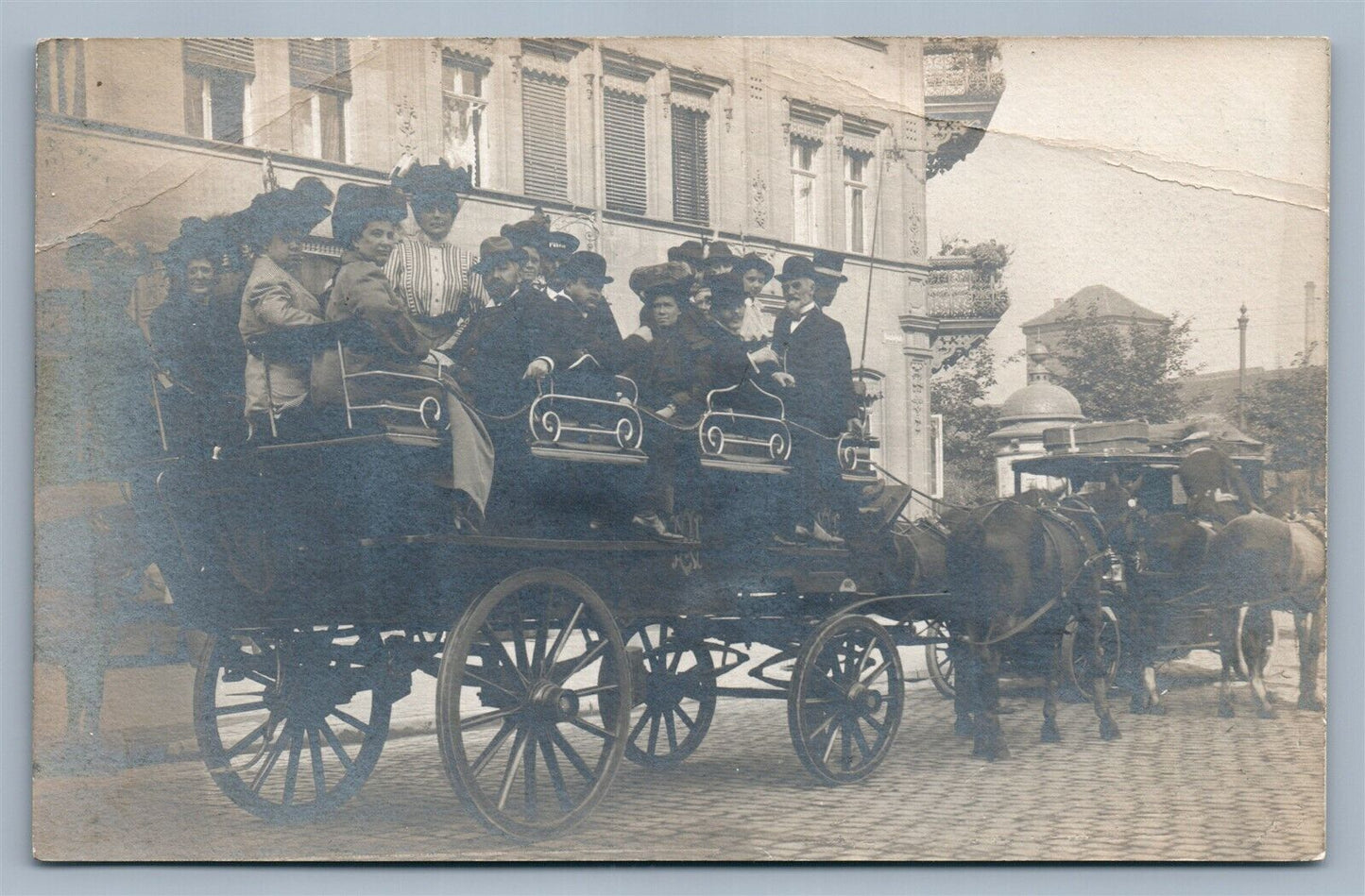 GERMAN HORSE CARRIAGE ANTIQUE REAL PHOTO POSTCARD RPPC