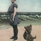 GIRL w/ TADDY BEAR 1907 ANTIQUE POSTCARD