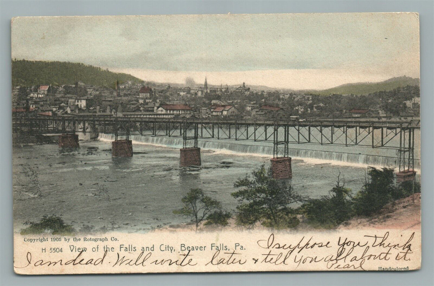 BEAVER FALLS PA 1906 ANTIQUE POSTCARD