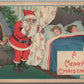 CHRISTMAS SANTA SLEEPING KIDS ANTIQUE POSTCARD