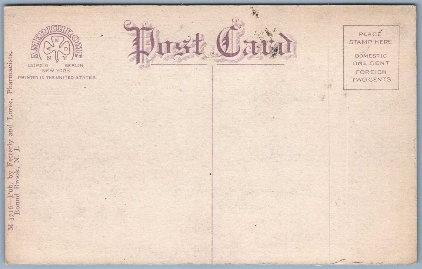 BOUND BROOK N.J. RESIDENCE OF DR.HICKS NEAR FIVE MILE LOCK ANTIQUE POSTCARD