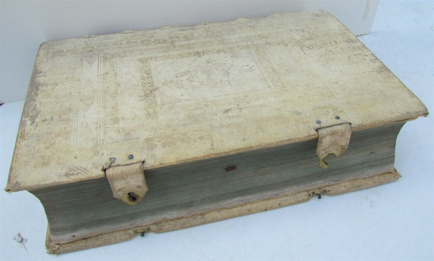 1759 PIGSKIN decorative BINDING ANTIQUE FOLIO Codex Regularum Lucae Holstenii V3