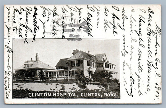 CLINTON MA HOSPITAL ANTIQUE POSTCARD