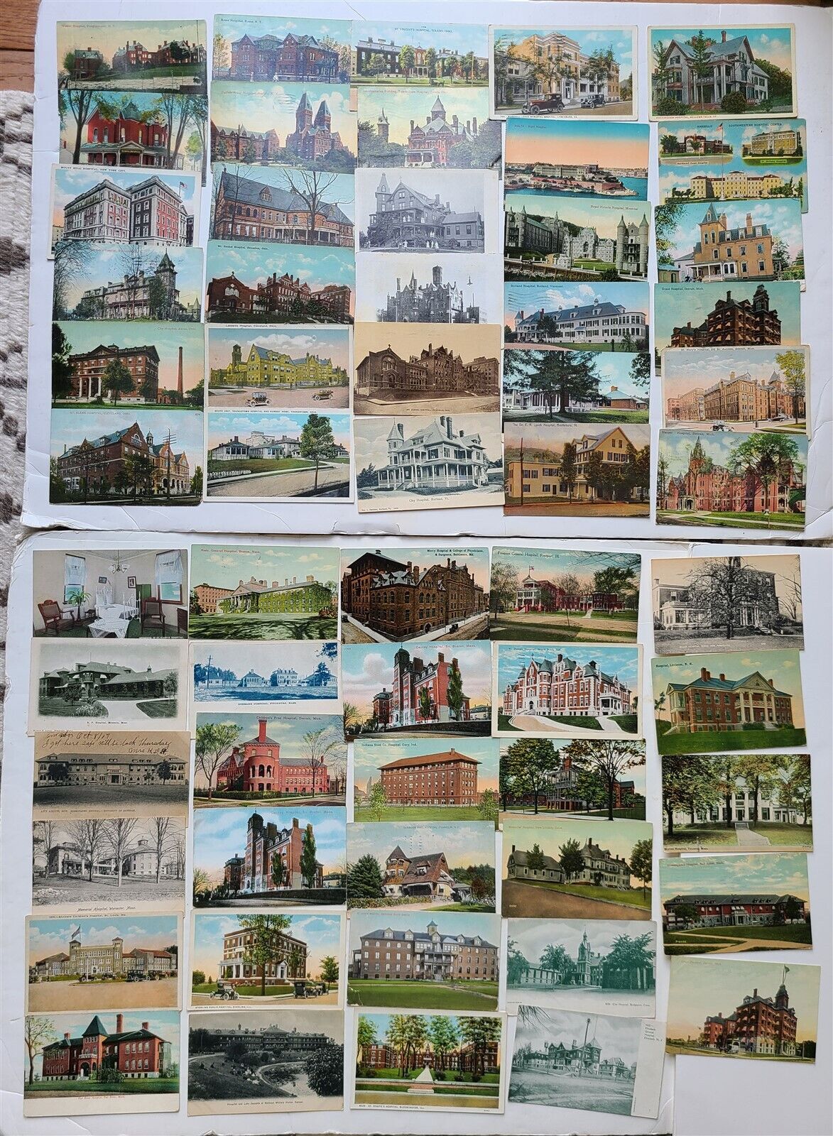 LOT of 59 POSTCARDS w/ HOSPITAL VIEWS