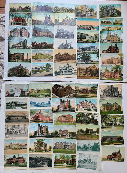 LOT of 59 POSTCARDS w/ HOSPITAL VIEWS