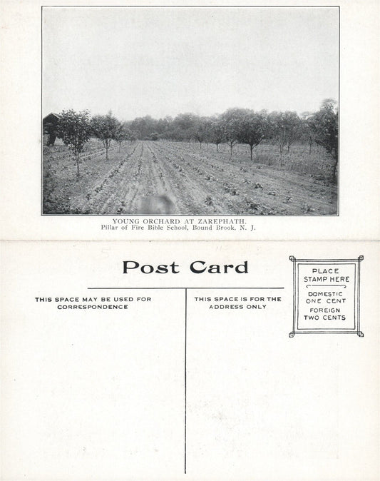 BOUND BROOK N.J. ZAREPHATH PILLAR OF FIRE BIBLE SCHOOL ANTIQUE POSTCARD