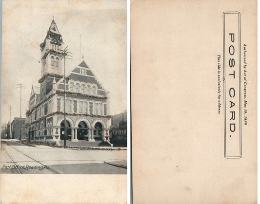 READING PA POST OFFICE RAILROAD TRACKS ANTIQUE UNDIVIDED POSTCARD