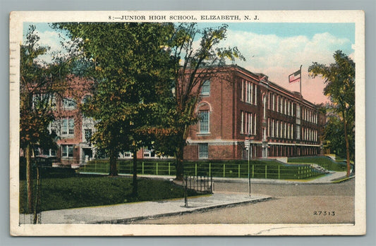 ELIZABETH NJ JUNIOR HIGH SCHOOL ANTIQUE POSTCARD