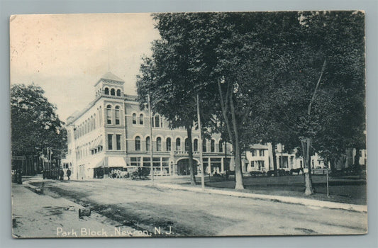 NEWTON NJ PARK BLOCK ANTIQUE POSTCARD