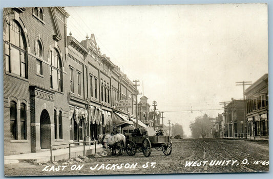 WEST UNITY OH JACKSON STREET ANTIQUE REAL PHOTO POSTCARD RPPC