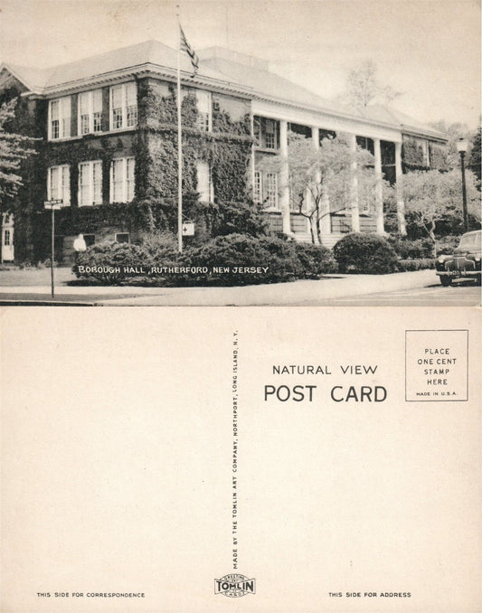 RUTHERFORD N.J. BOROUGH HALL VINTAGE POSTCARD