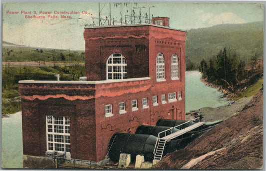 SHELBURNE FALLS MA POWER PLANT ANTIQUE POSTCARD