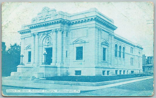 WILLIAMSPORT PA JAMES BROWN MEMORIAL LIBRARY 1907 ANTIQUE POSTCARD