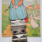 FRENCH ANTIQUE COMIC POSTCARD w/FOLDING VERSAILLES MINIATURE VIEWS PEASANT GIRL