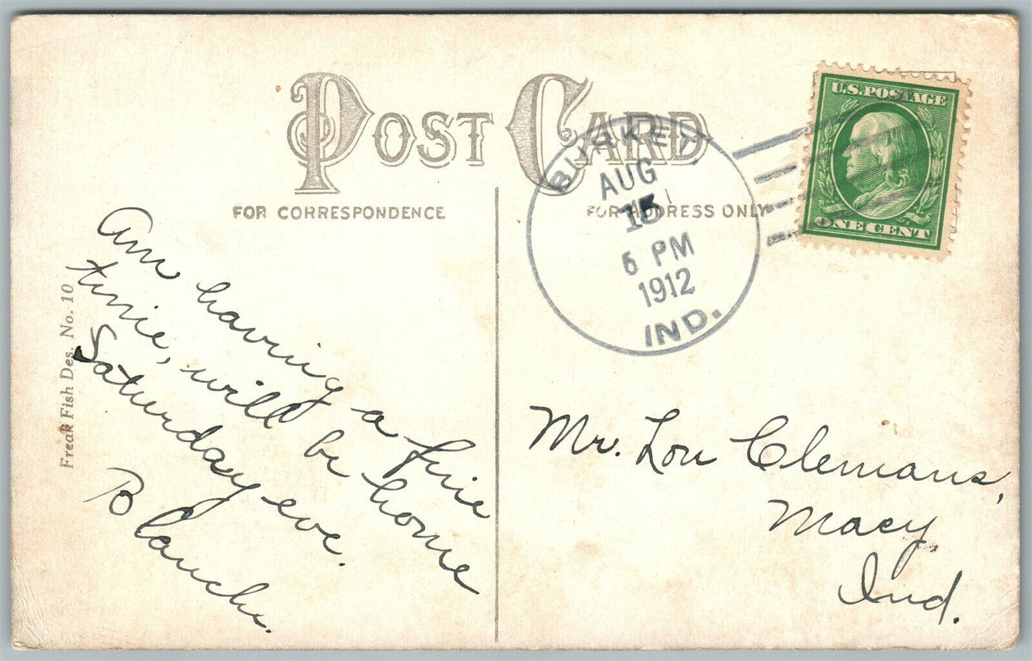 EXAGGERATED FISHING 1912 ANTIQUE POSTCARD I HOOKED A BIG ONE