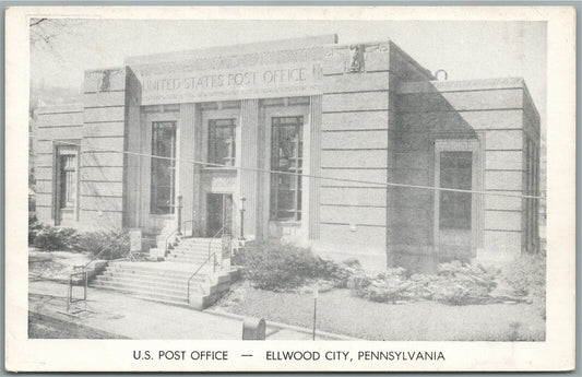ELLWOOD CITY PA POST OFFICE VINTAGE POSTCARD
