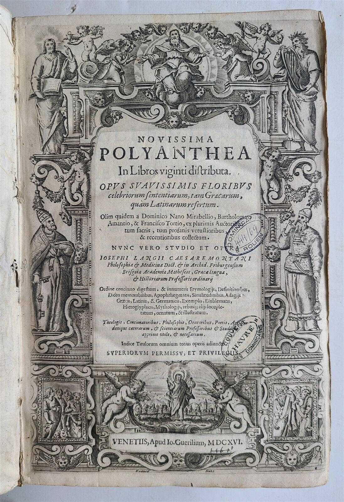 1616 NOVISSIMA POLYANTHEA by LANGUIS antique ANCIENT ENCYCLOPEDIA VELLUM FOLIO