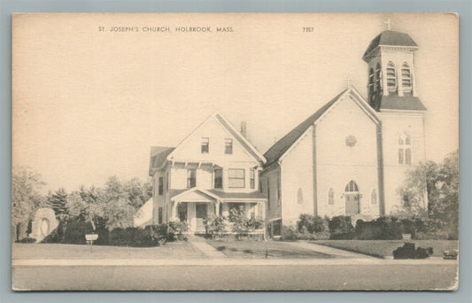 HOLBROOK MA ST/JOSEPH'S CHURCH ANTIQUE POSTCARD