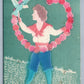 VALENTINE ANTIQUE EMBOSSED 1911 POSTCARD BOY w/ FLOWER HEART