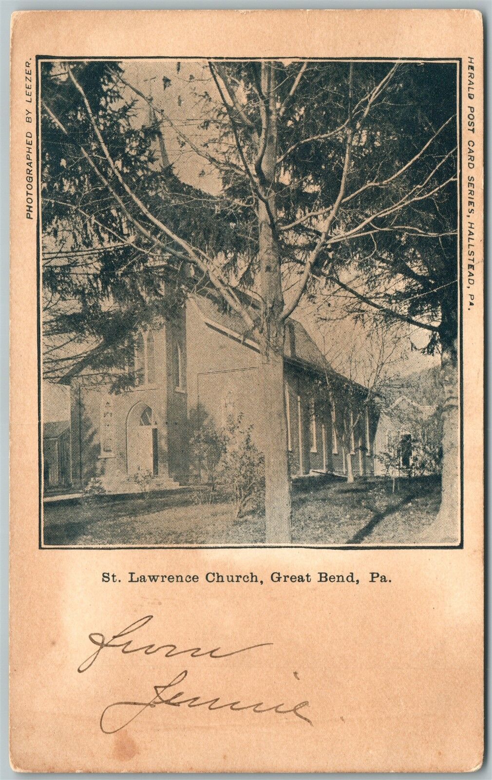 GREAT BEND PA ST.LAWRENCE CHURCH 1907 UNDIVIDED ANTIQUE POSTCARD