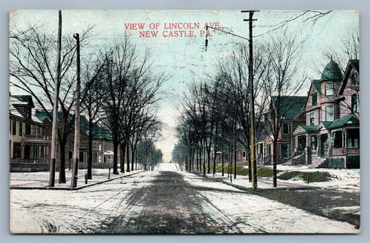 NEW CASTLE PA LINCOLN AVENUE ANTIQUE POSTCARD