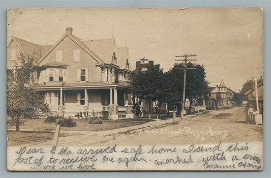 PENNSBURG PA MAIN STREET ANTIQUE REAL PHOTO POSTCARD RPPC