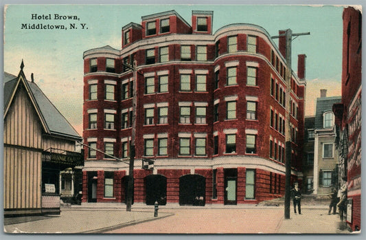 MIDDLETOWN NY HOTEL BROWN ANTIQUE POSTCARD